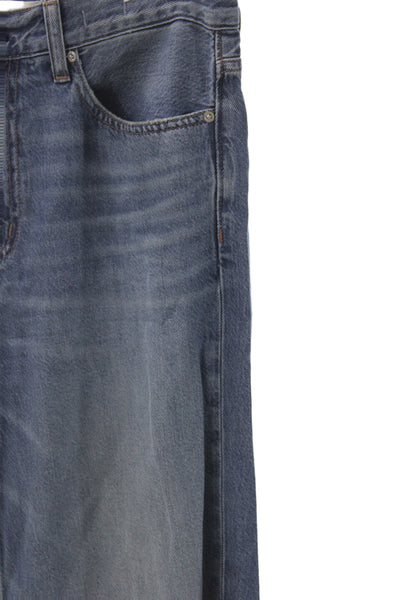 Madewell Womens Wide Leg High Rise Jeans Blue Cotton Button Size 26 Tall
