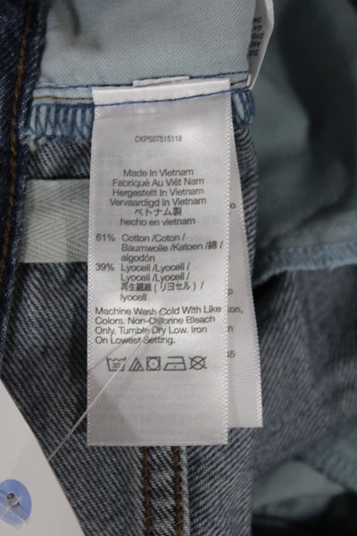 Madewell Womens Wide Leg High Rise Jeans Blue Cotton Button Size 26 Tall