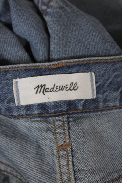 Madewell Womens Wide Leg High Rise Jeans Blue Cotton Button Size 26 Tall