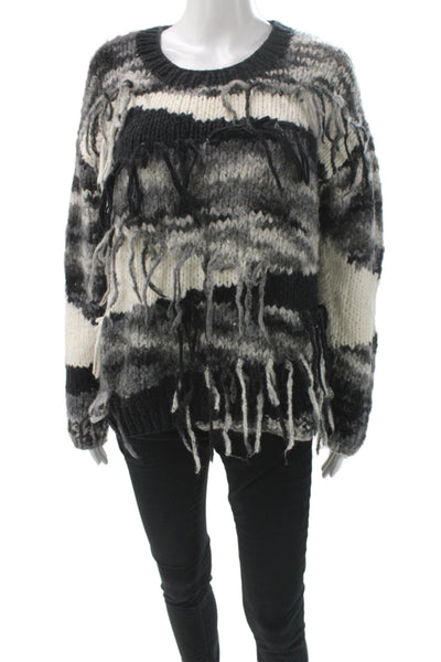 Elizabeth and James Women Pullover Striped Black Knit Size S