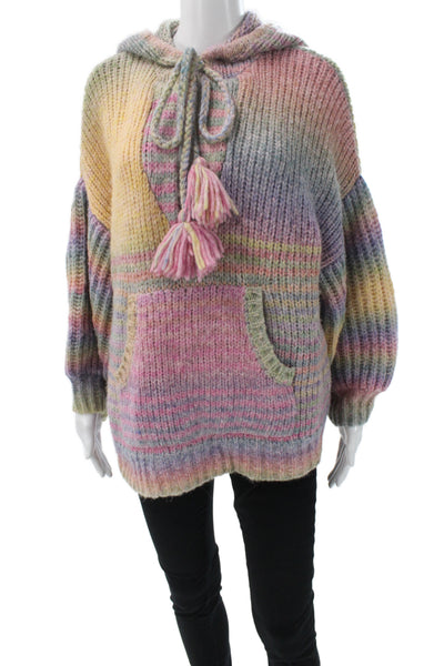 Love Shack Fancy Women Hooded Striped Pullover Sweater Alpaca Size XS