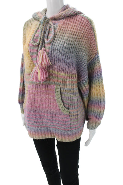 Love Shack Fancy Women Hooded Striped Pullover Sweater Alpaca Size XS