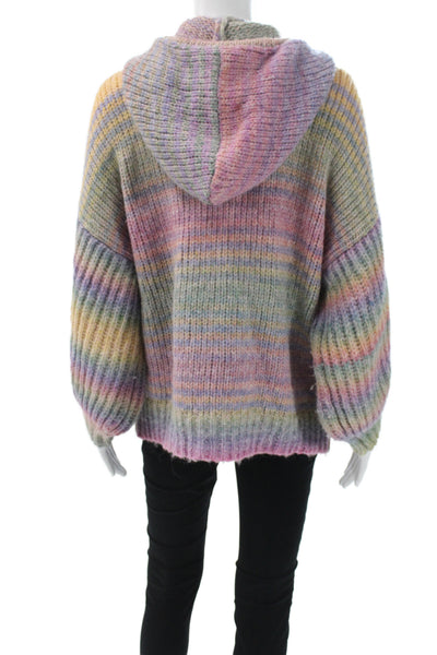 Love Shack Fancy Women Hooded Striped Pullover Sweater Alpaca Size XS