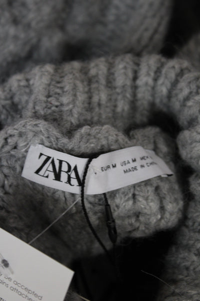 Zara Women Pullover Sweater Gray Turtleneck Long Sleeve Size M