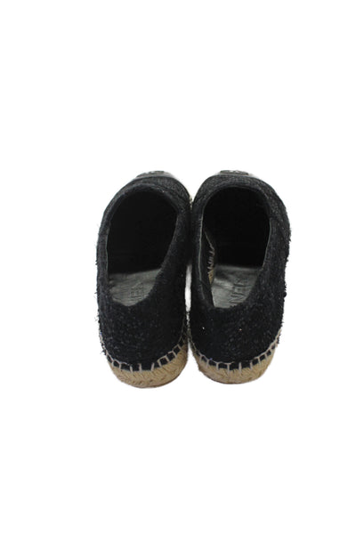 Chanel Womens Leather Cap Toe Tweed Espadrille Ballet Flats Black Size 37 7