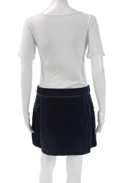 Ramy Brook Women Mini Corduroy Skirt Blue Button Preppy Size 6