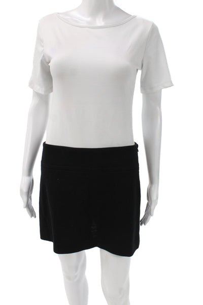 Theory Women Mini Skirt Black Polka Dot Button Closure Size 6