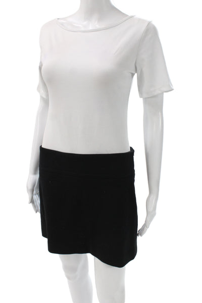 Theory Women Mini Skirt Black Polka Dot Button Closure Size 6
