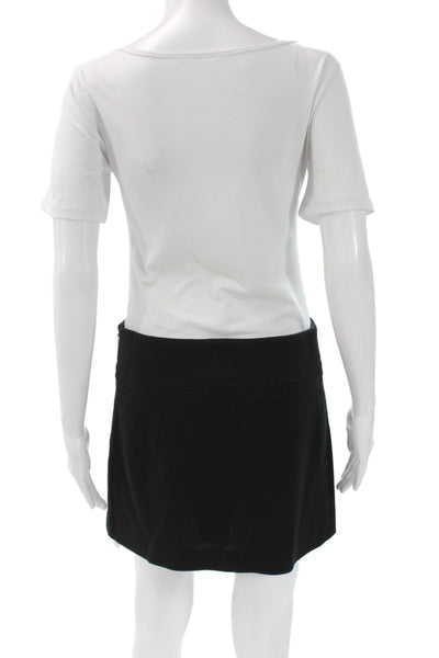 Theory Women Mini Skirt Black Polka Dot Button Closure Size 6