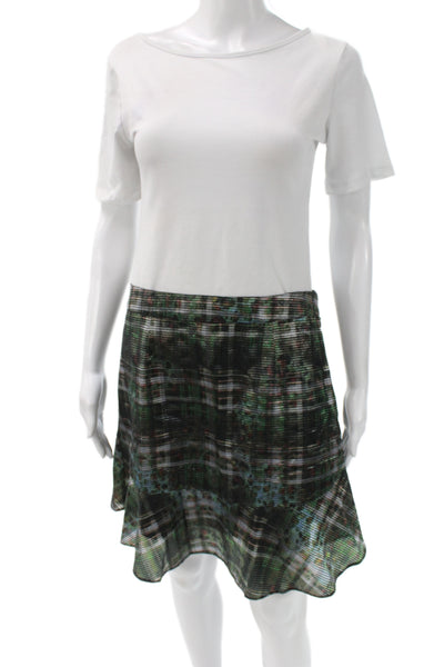 Marie Oliver Women A-Line Plaid Black Mini Skirt Zip 51% Cotton Size 6