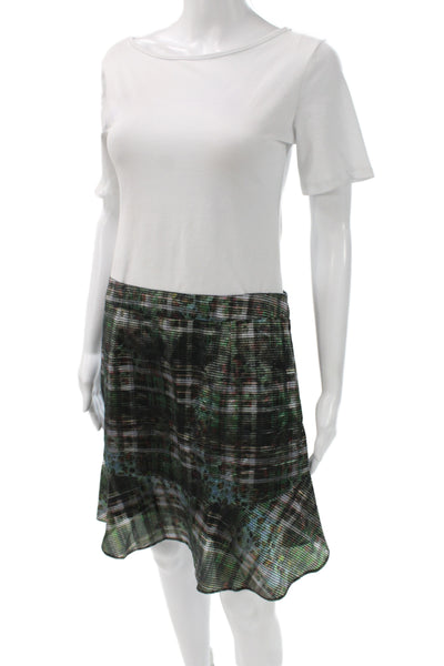 Marie Oliver Women A-Line Plaid Black Mini Skirt Zip 51% Cotton Size 6