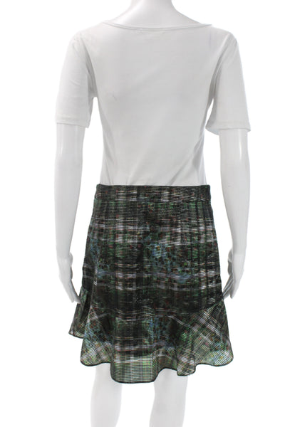 Marie Oliver Women A-Line Plaid Black Mini Skirt Zip 51% Cotton Size 6