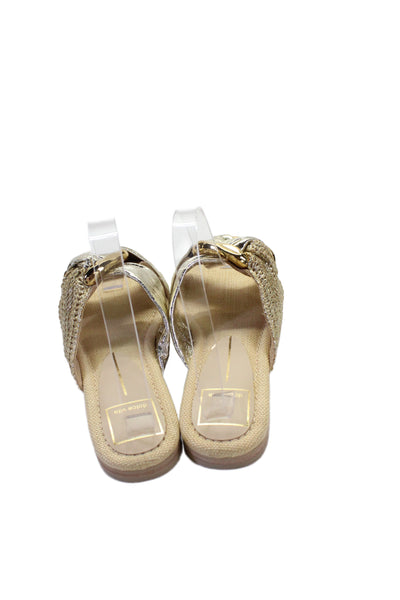 Dolce Vita Womens Boa Raffia Flats Lona Sandals Shoes Gold Brown Size 6
