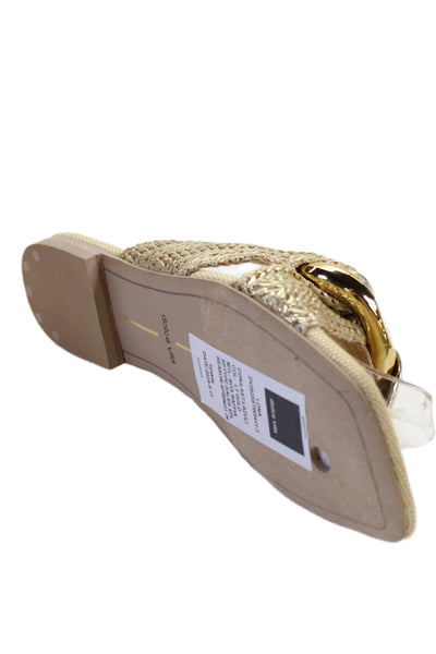 Dolce Vita Womens Boa Raffia Flats Lona Sandals Shoes Gold Brown Size 6