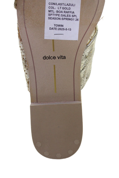Dolce Vita Womens Boa Raffia Flats Lona Sandals Shoes Gold Brown Size 6