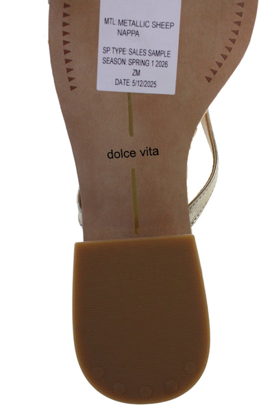Dolce Vita Womens Metallic Leather Slip On Sandals Shoes Gold Size 6