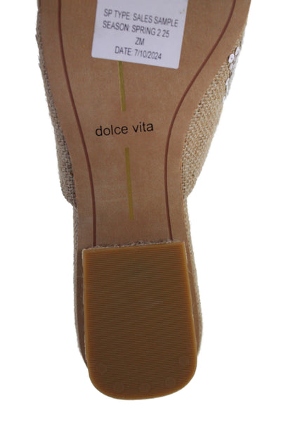 Dolce Vita Womens Floral Sequins Flat Mules Shoes Brown White Size 6