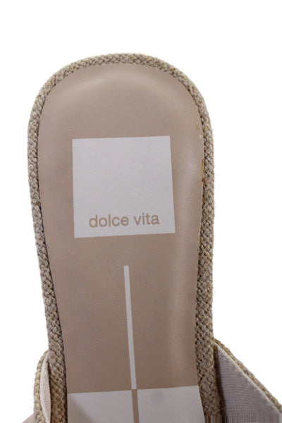 Dolce Vita Womens Floral Sequins Flat Mules Shoes Brown White Size 6
