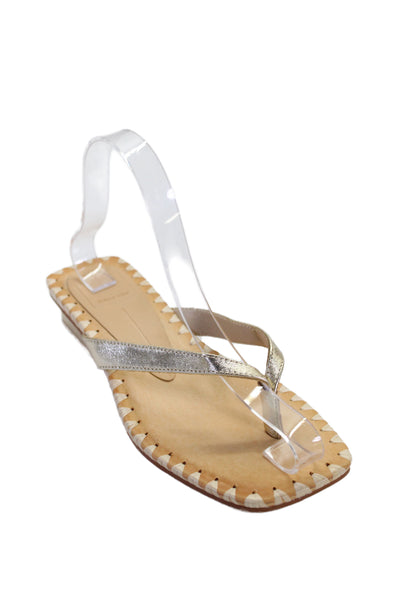 Dolce Vita Womens Metallic Leather Slip On Sandals Shoes Gold Size 5.5
