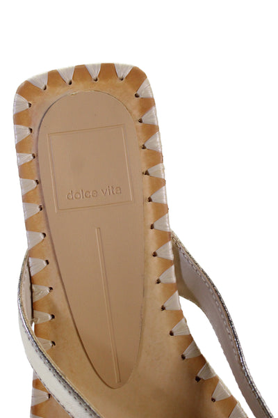 Dolce Vita Womens Metallic Leather Slip On Sandals Shoes Gold Size 5.5