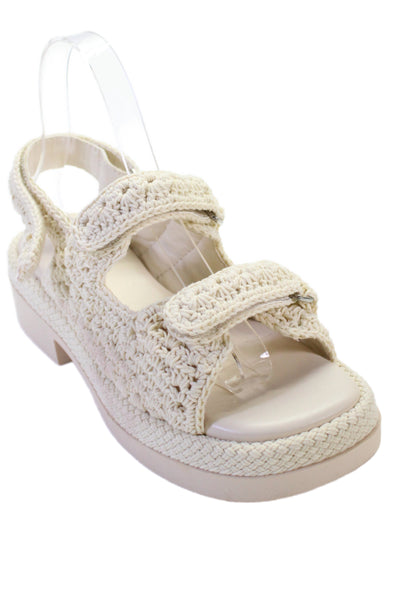Dolce Vita Womens Cotton Knit Platform Heels Sandals Shoes Beige Size 6