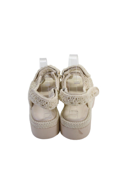 Dolce Vita Womens Cotton Knit Platform Heels Sandals Shoes Beige Size 6