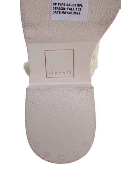 Dolce Vita Womens Cotton Knit Platform Heels Sandals Shoes Beige Size 6