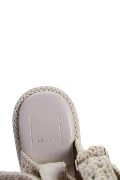 Dolce Vita Womens Cotton Knit Platform Heels Sandals Shoes Beige Size 6