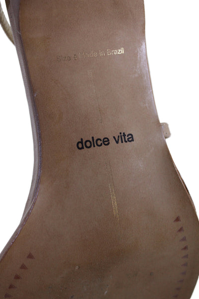 Dolce Vita Womens Leather Gold Tone Embellished Heels Sandals Shoes Tan Sz 9