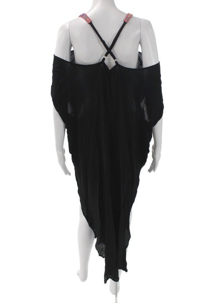 Mara Hoffman Women Black Bohemian Cotton Midi Coverup Dress Size XS