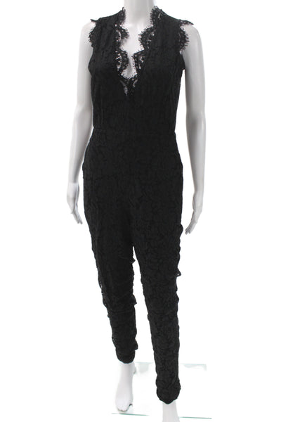 Karina Grimaldi Women Black V-Neck Sleeveless Jumpsuit 35% Cotton Size S