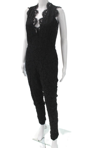 Karina Grimaldi Women Black V-Neck Sleeveless Jumpsuit 35% Cotton Size S