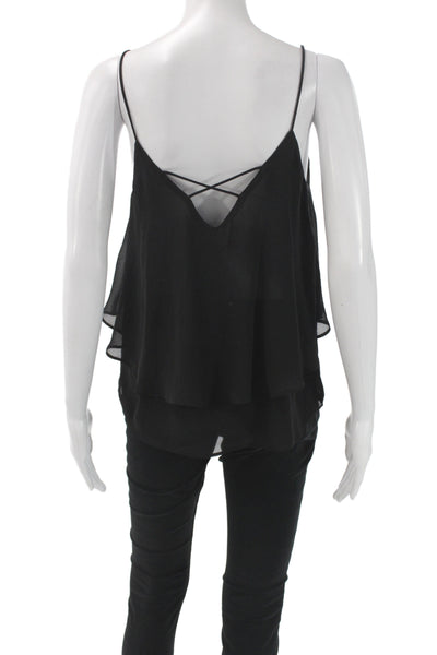 Backstage Women Black Sleeveless V-Neck Camisole 100% Polyester Summer Size XS