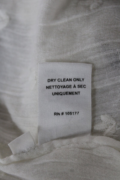 Ulla Johnson Womens Tunic Blouse White Cotton Short Sleeve Boho Size 6