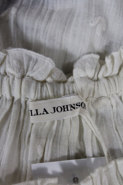 Ulla Johnson Womens Tunic Blouse White Cotton Short Sleeve Boho Size 6