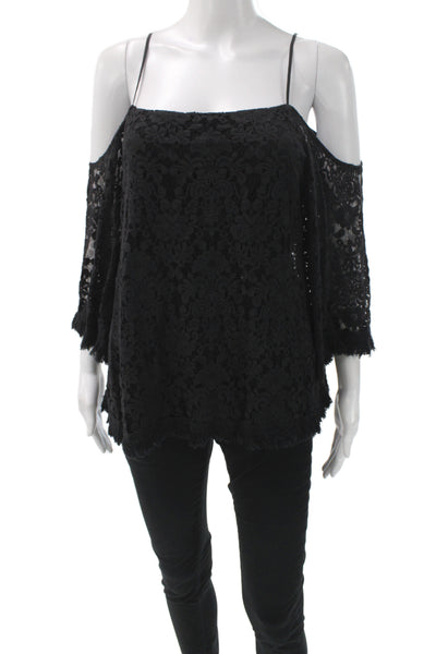 Bailey 44 Women Camisole Blouse Black Square Neck 3/4 Sleeve Boho Size S