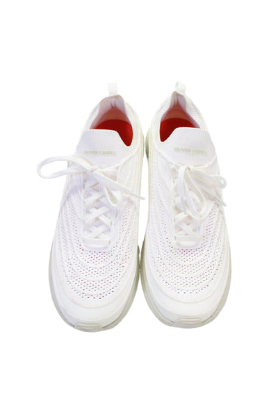 Oliver Cabell Mens Mesh Lace-Up Low Top Sneakers White Size 12