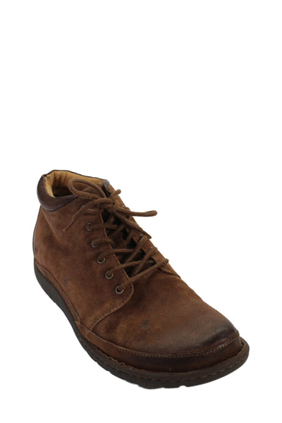 Born Mens Suede lace-Up Tied Ankle Boots Brown Size 12