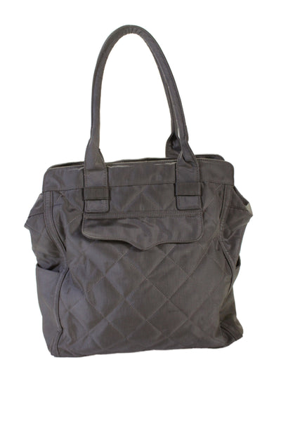 Rebecca Minkoff Womens Quilted Snap Closure Tote Handbag Gray