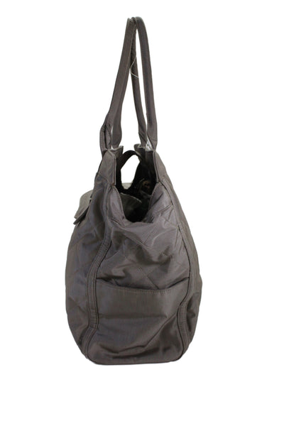 Rebecca Minkoff Womens Quilted Snap Closure Tote Handbag Gray