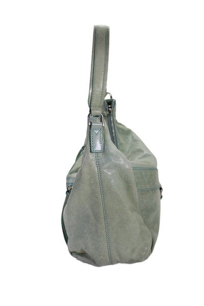 Botkier Womens Leather Studded Zippered Shoulder Handbag Blue