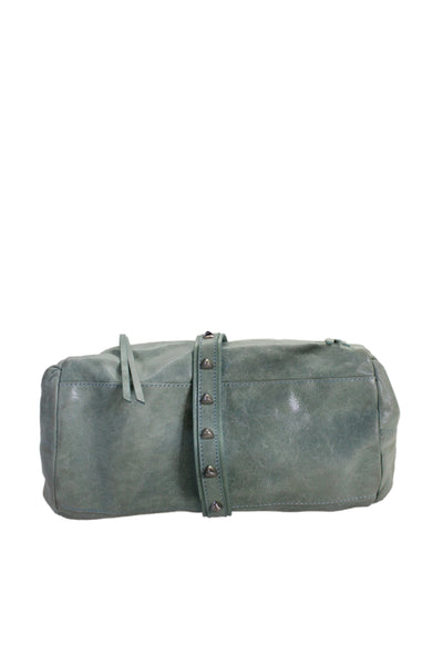 Botkier Womens Leather Studded Zippered Shoulder Handbag Blue