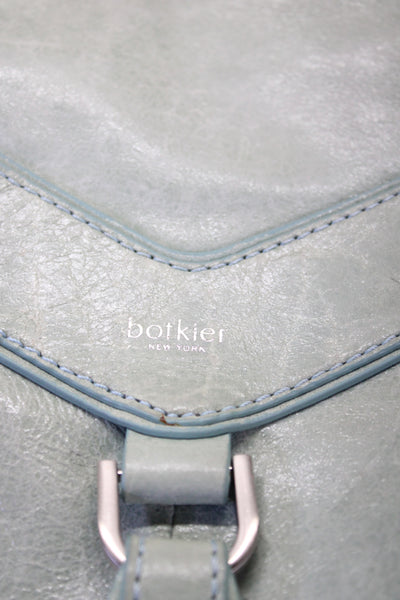 Botkier Womens Leather Studded Zippered Shoulder Handbag Blue