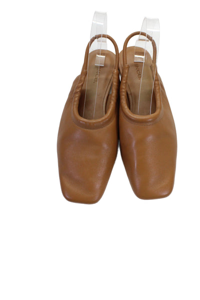 Vince Womens Leather Square Toe Slingback Flats Brown Size 7