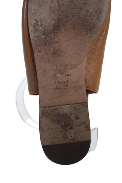 Vince Womens Leather Square Toe Slingback Flats Brown Size 7