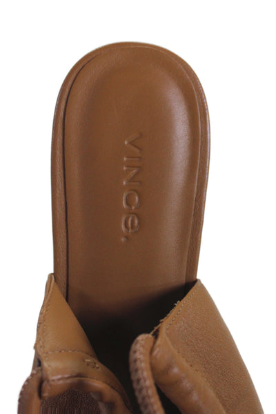 Vince Womens Leather Square Toe Slingback Flats Brown Size 7