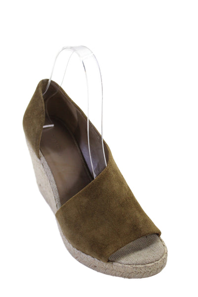 Vince Womens Suede Sonora Espadrille Heel Sandals Brown Size 7