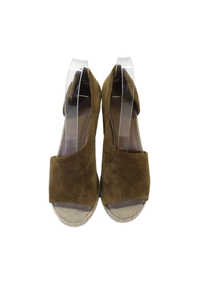 Vince Womens Suede Sonora Espadrille Heel Sandals Brown Size 7