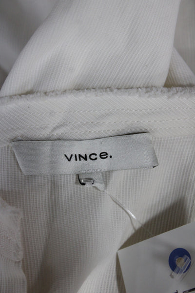 Vince Womens Shift Dress White V-Neck Long Sleeve Cotton Size 0