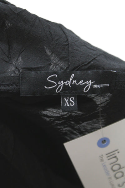 Sydney Women Black Geometric Cowl Neck Tunic Blouse 3/4 Sleeve Viscose Size XS